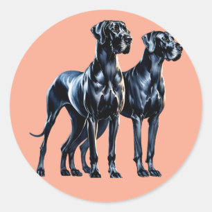 Great Danes Watercolor Runder Aufkleber