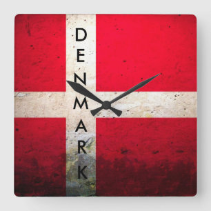 Great Denmark Flag Wall Clock! Quadratische Wanduhr