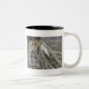 Great Egret (Ardea alba) OBX Außenbanken Zweifarbige Tasse