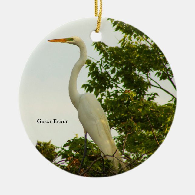 Great Egret Bird Foto Ornament (Vorne)