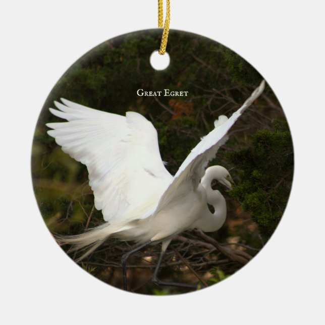 Great Egret Bird Foto Ornament (Vorne)