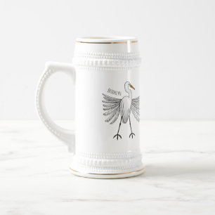 Great egret Cartoon Bierglas