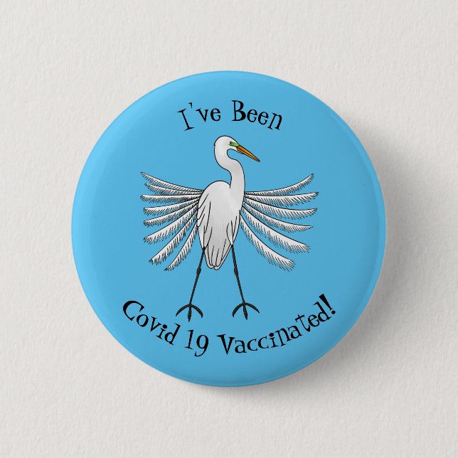 Great egret Cartoon Button (Vorderseite)