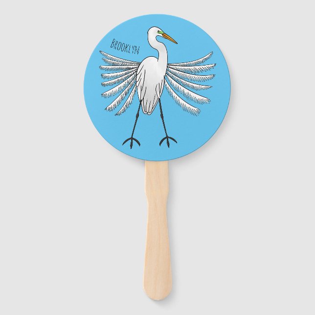 Great egret Cartoon Fächer (Vorderseite)