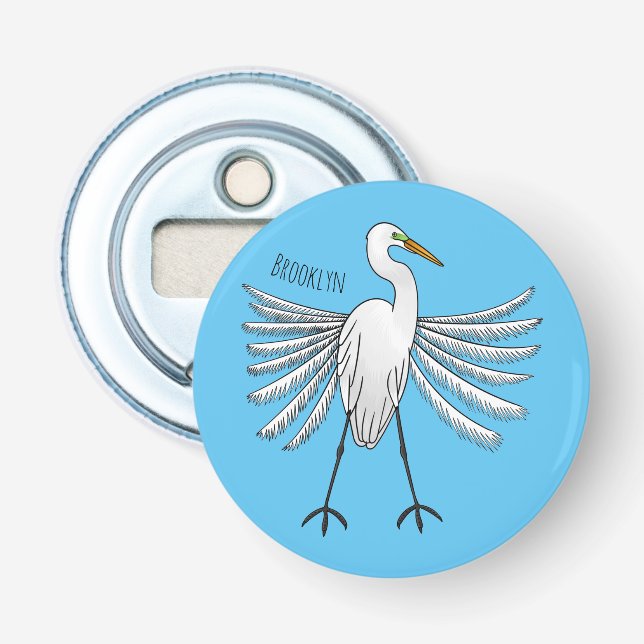 Great egret Cartoon Flaschenöffner (Vorderseite)