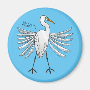 Great egret Cartoon Magnet