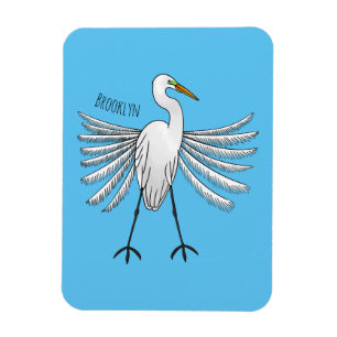 Great egret Cartoon Magnet