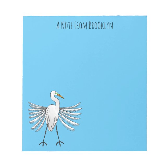 Great egret Cartoon Notizblock (Vorderseite)