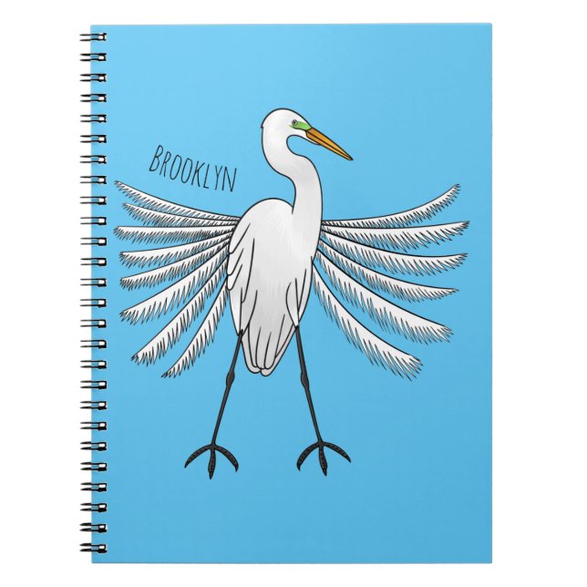Great egret Cartoon Notizblock (Vorderseite)