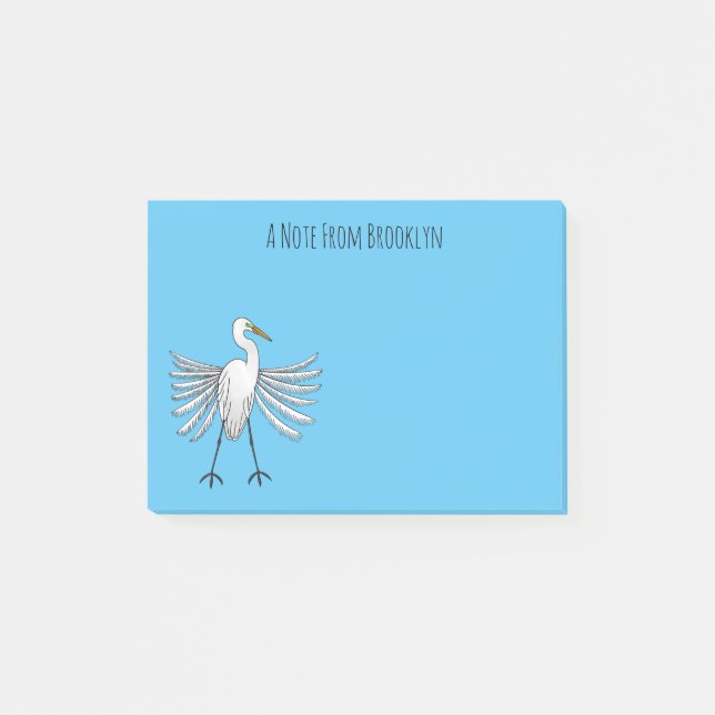 Great egret Cartoon Post-it Klebezettel (Vorderseite)