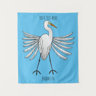 Great egret Cartoon Wandteppich