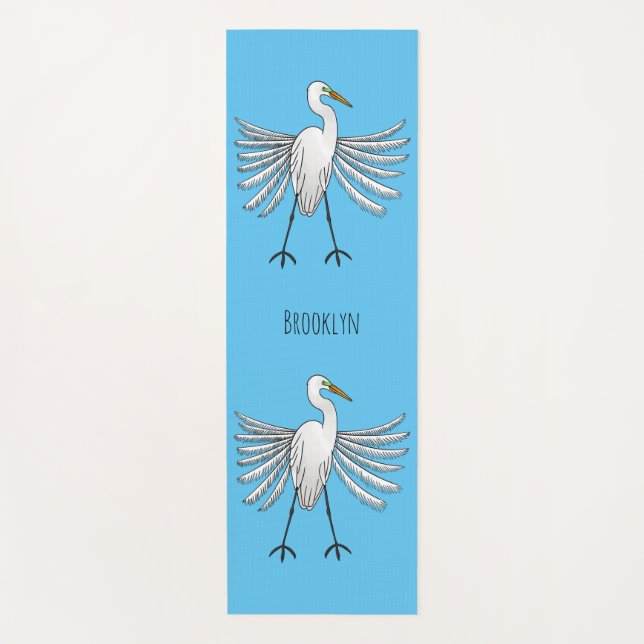Great egret Cartoon Yogamatte (Vorderseite)