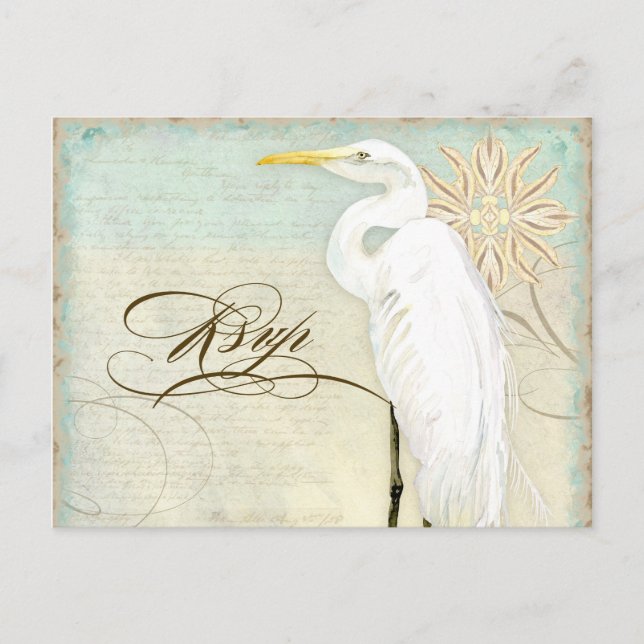 Great Egret Coastal Beach - Carte postale Réponse  (Devant)