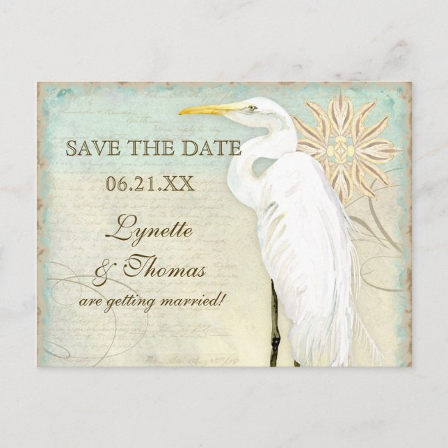 Great Egret Coastal Beach - Save the Date Carte po (Devant)