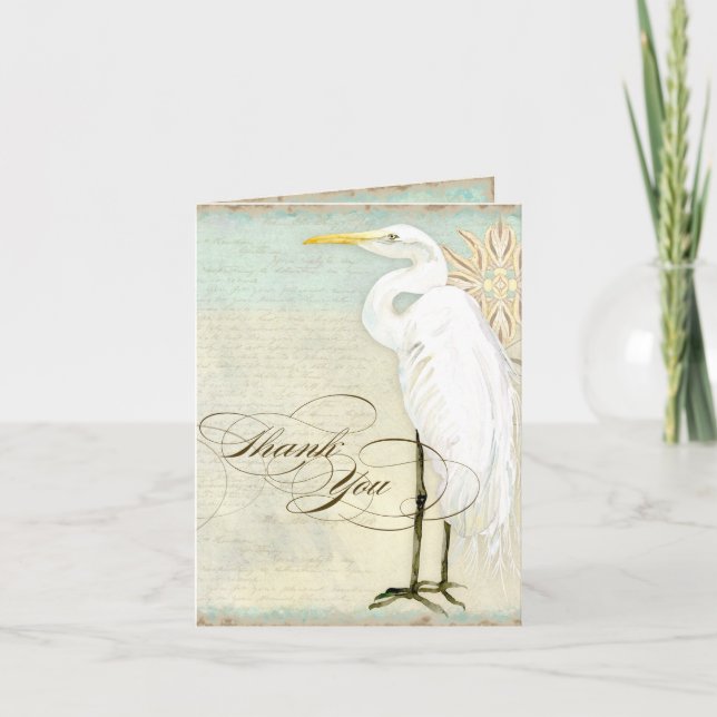 Great Egret Coastal Beach - Vielen Dank, Ihr Hinwe Dankeskarte (Vorderseite)