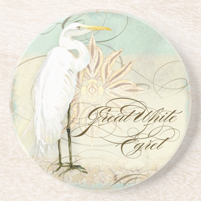 Great Egret Coastal Beach - Wohngestaltung Unterse Getränkeuntersetzer (Vorne)