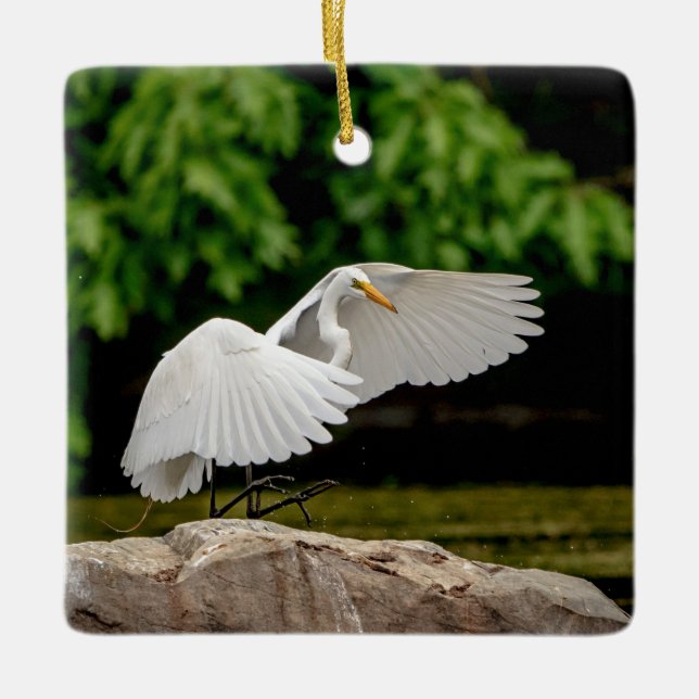 Great Egret Keramikornament (Vorderseite)