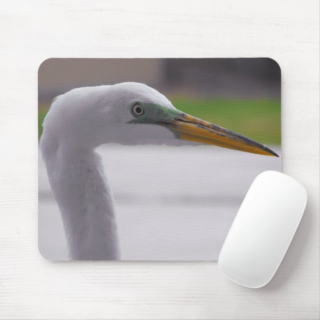 Great Egret positing Mousepad (Mit Mouse)