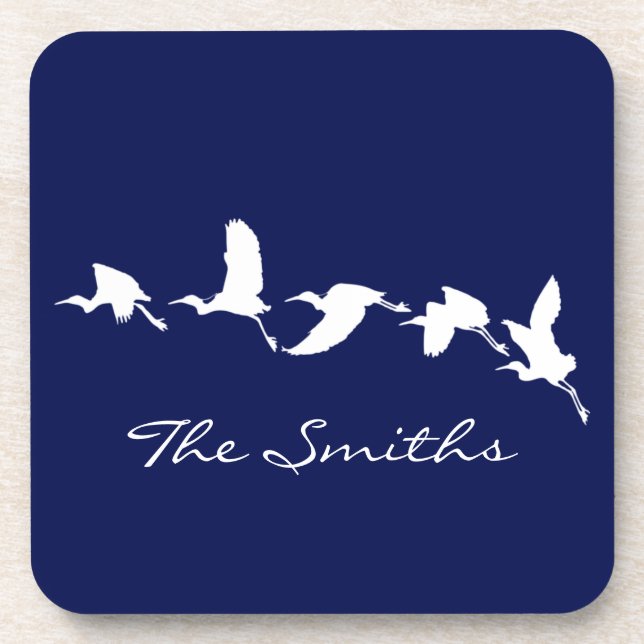 Great Egrets in Flight (Choose background color) Getränkeuntersetzer (Vorderseite)