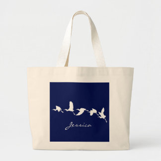 Great Egrets in Flight (Choose background color) Jumbo Stoffbeutel
