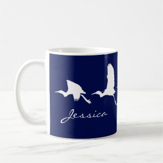 Great Egrets in Flight (Choose background color) Kaffeetasse