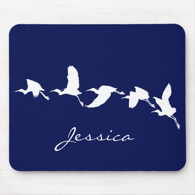 Great Egrets in Flight (Choose background color) Mousepad (Vorne)