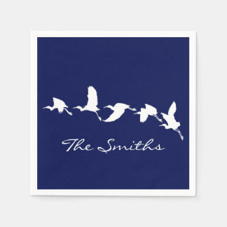 Great Egrets in Flight (Choose background color) Serviette