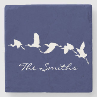 Great Egrets in Flight (Choose background color) Steinuntersetzer