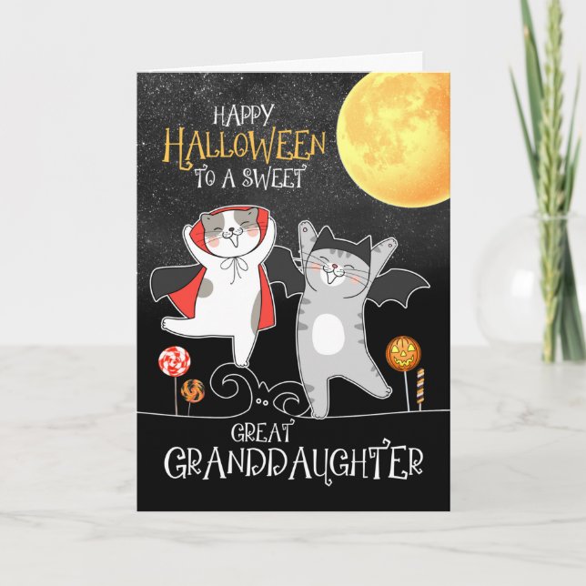 Great Enkeltochter PURRfect Halloween Katzen Feiertagskarte (Vorderseite)