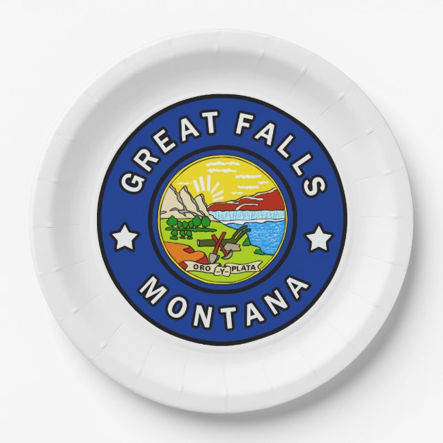 Great Falls Montana Pappteller (Vorderseite)