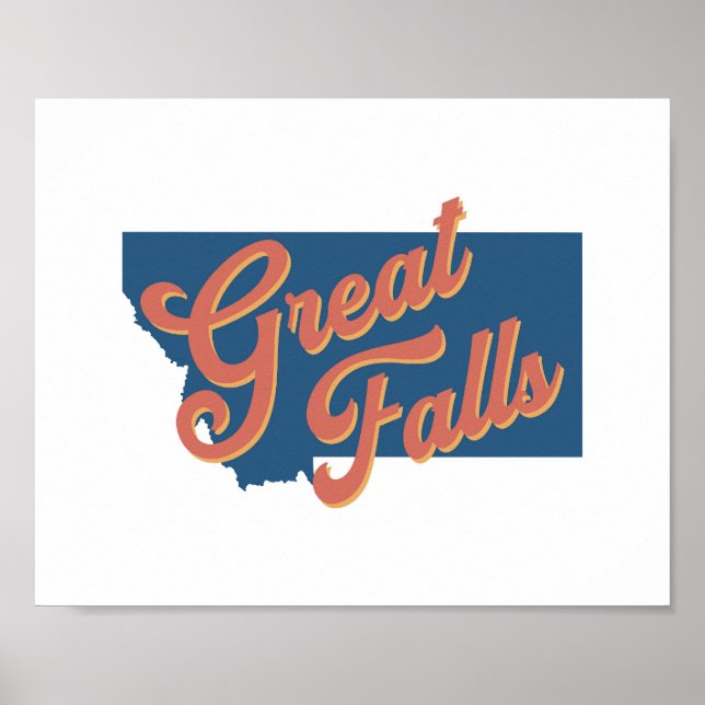 Great Falls, Montana Staat Print Poster (Vorne)