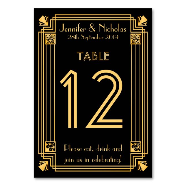 Great Gatsby 1920 Art Déco Mariage Numéro de table (Par défaut)