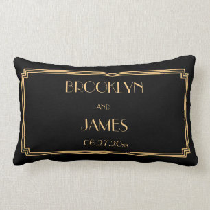 Great Gatsby Art Deco Black Lumbar Wedlows Pillows Lendenkissen
