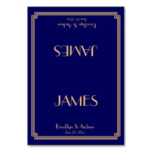 Great Gatsby Art Deco blaue Platzkarten Tischnummer