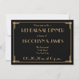 Great Gatsby Art Deco Hochzeitsprobe Einladungen