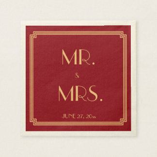 Great Gatsby Art Deco Red Wedding Napkins Serviette