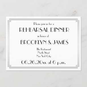 Great Gatsby Art Déco Répétition Argent Invitation