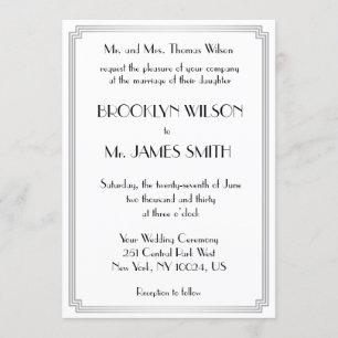 Great Gatsby Art Deco Silver White Wedites Einladu Einladung
