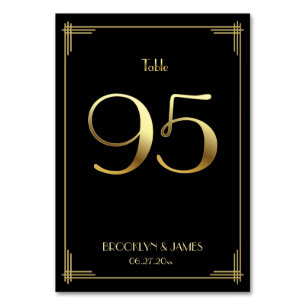Great Gatsby Art Deco Tisch Nummer 95 Gold Schwarz Tischnummer