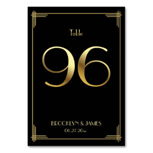 Great Gatsby Art Deco Tisch Nummer 96 Gold Schwarz Tischnummer