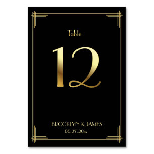Great Gatsby Art Deco Tischnummer 12 Gold Black