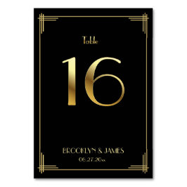 Great Gatsby Art Deco Tischnummer 16 Gold Black