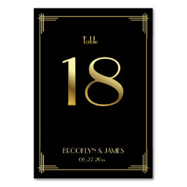 Great Gatsby Art Deco Tischnummer 18 Gold Black