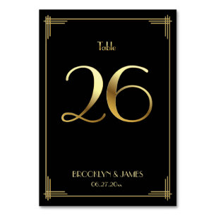 Great Gatsby Art Deco Tischnummer 26 Gold Black