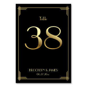 Great Gatsby Art Deco Tischnummer 38 Gold Schwarz