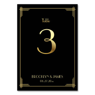 Great Gatsby Art Deco Tischnummer 3 Gold Schwarz