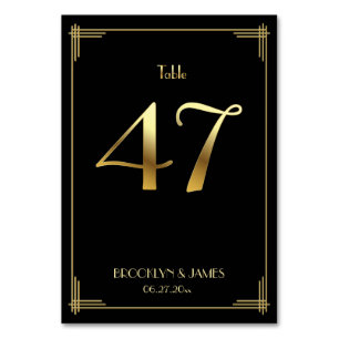 Great Gatsby Art Deco Tischnummer 47 Gold Black
