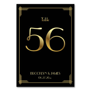 Great Gatsby Art Deco Tischnummer 56 Gold Schwarz
