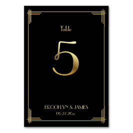 Great Gatsby Art Deco Tischnummer 5 Gold Schwarz
