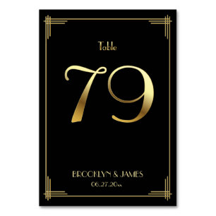 Great Gatsby Art Deco Tischnummer 79 Gold Black